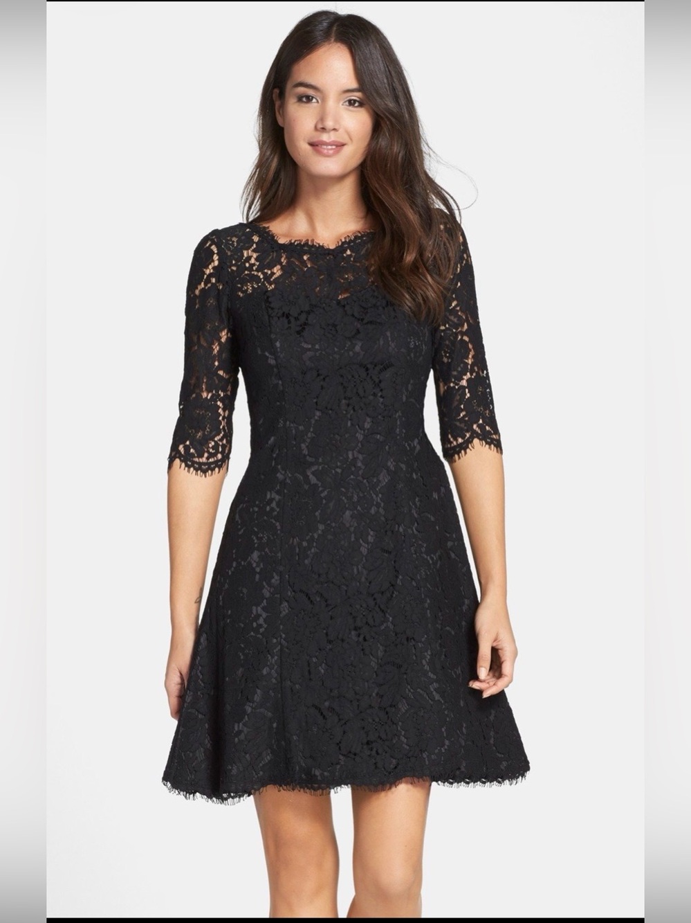 Eliza J Black Floral Lace Midi Dress Size 2